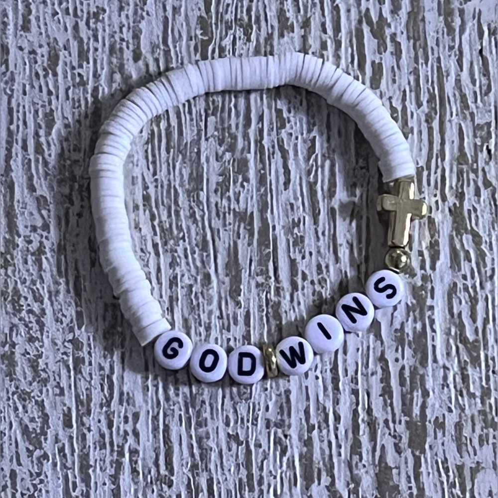 God Wins” ✝️ White & Gold Beaded Bracelet | Charlie Kirk Faith Inspired Jewelry